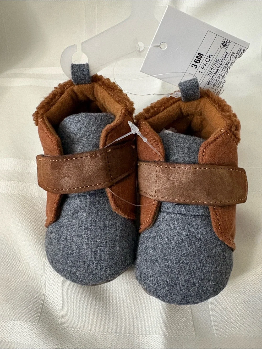 Cozy Infant Slip-On Boots in Gray and Brown